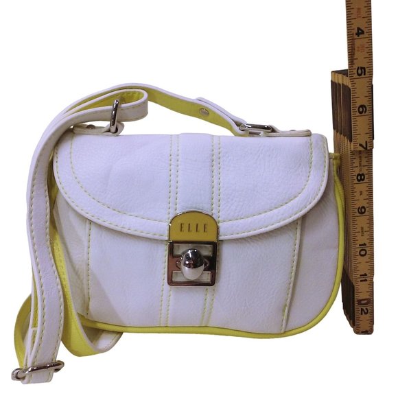 Elle Vegan Pleather Crossbody Shoulder Bag Purse 8x6 Logo Magnetic Pockets Zips - Picture 4 of 11